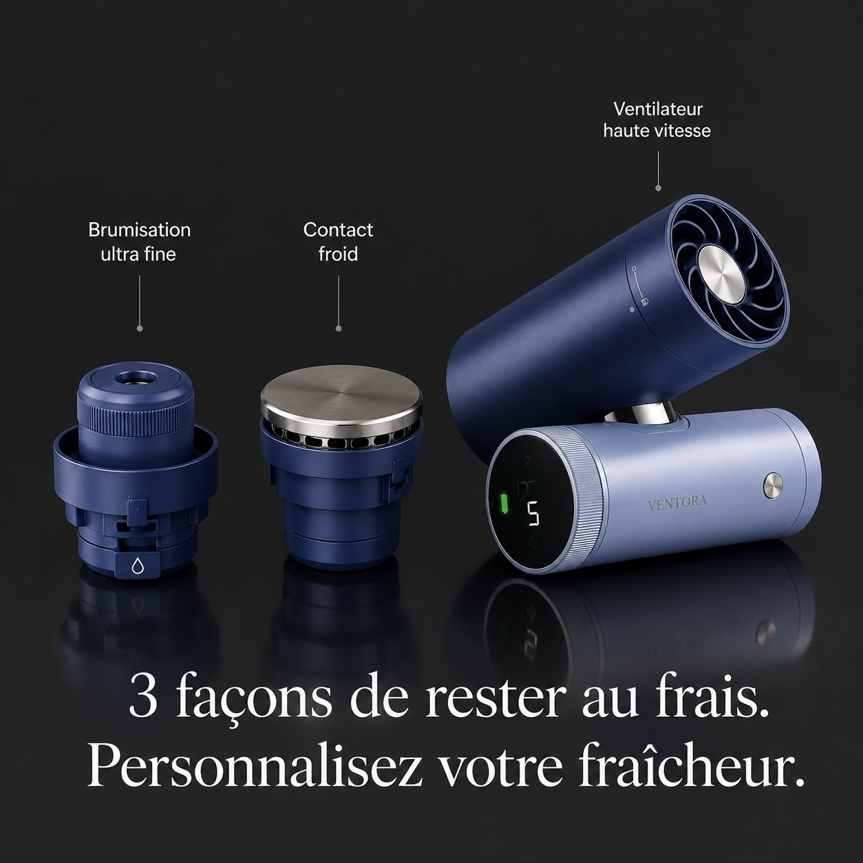 Ventora Pulse — Ventilateur 3-en-1 Rafraîchissant, Brumisateur & Contact Froid