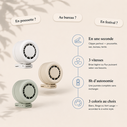 Ventora Mini — Ventilateur clip portable & Rafraîchissant