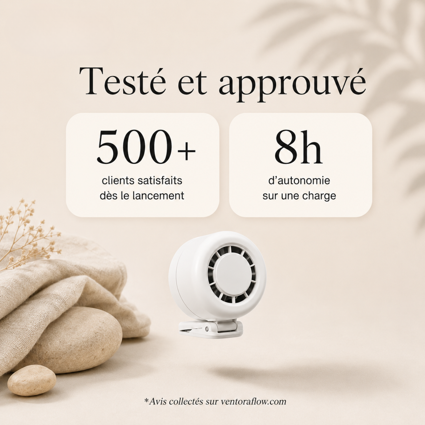 Ventora Mini — Ventilateur clip portable & Rafraîchissant