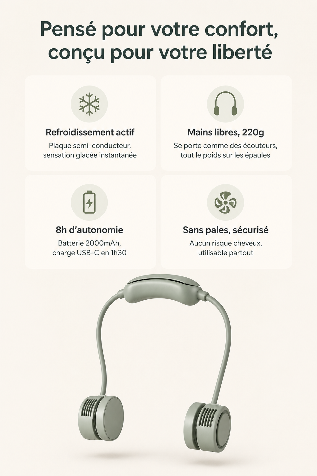 Ventora Loop — Ventilateur Nuque Sans Fil