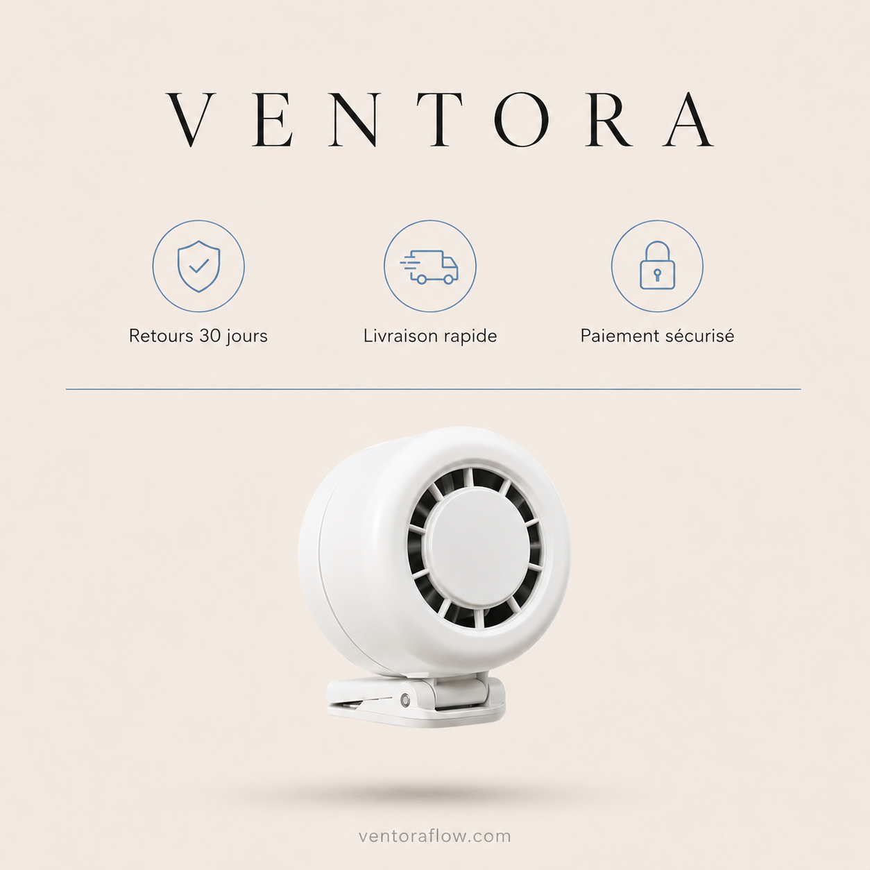 Ventora Mini — Ventilateur clip portable & Rafraîchissant