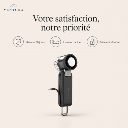 Ventora Flow — Ventilateur rafraîchissant portable & Batterie externe